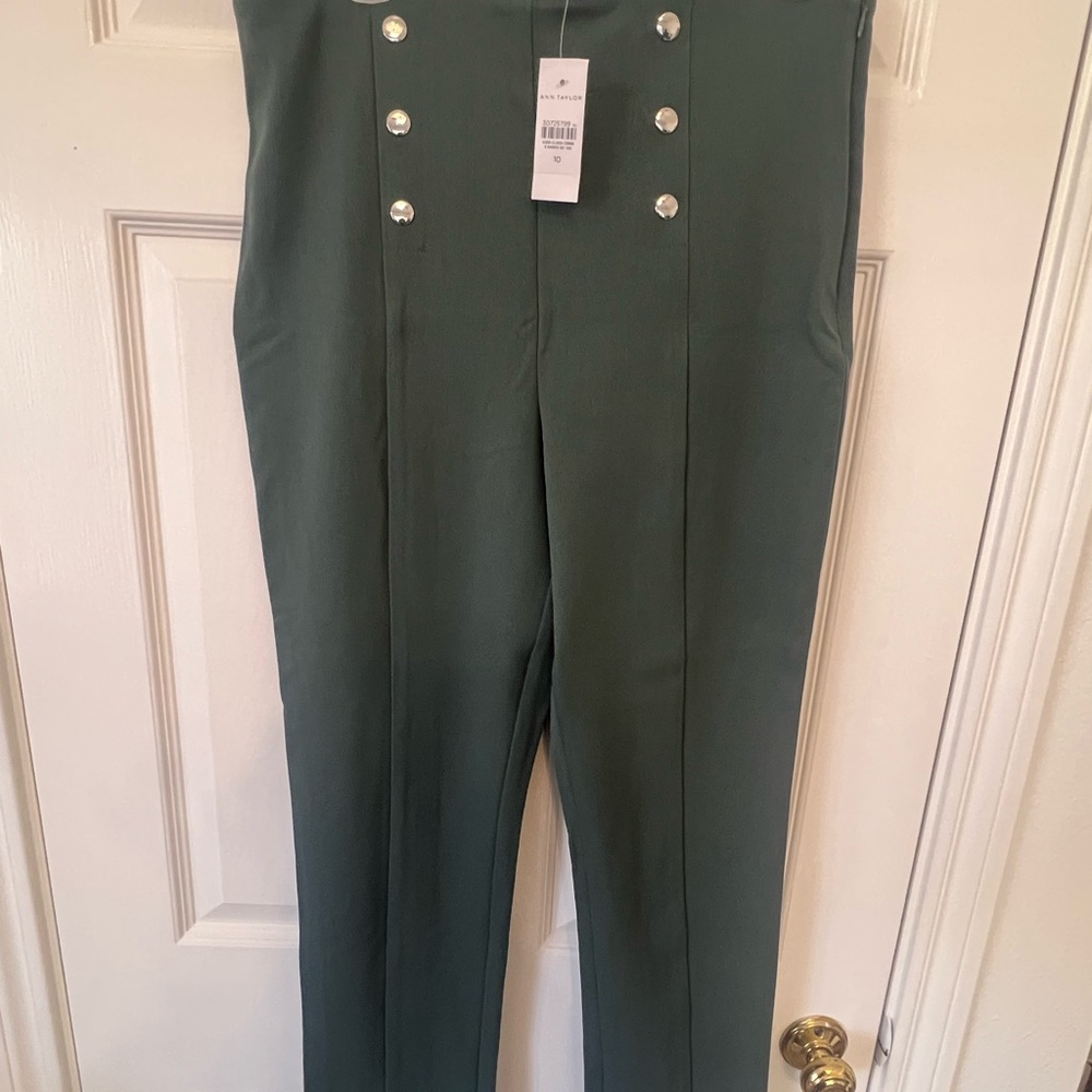 Ann Taylor Green High-Waisted Pants